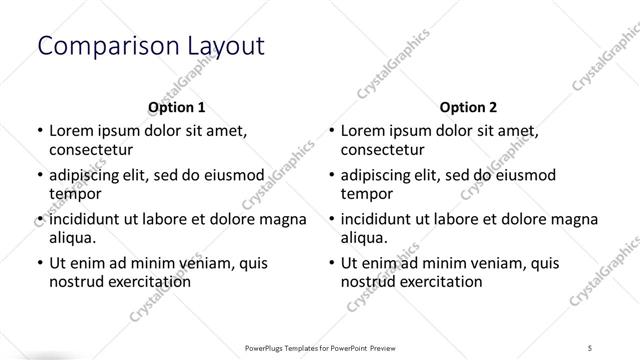 Comparison presentation slide layout