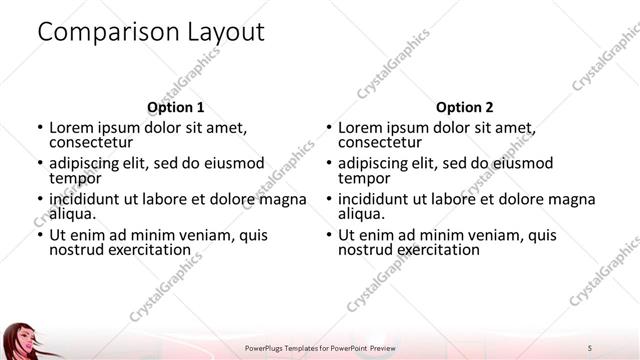 Comparison presentation slide layout