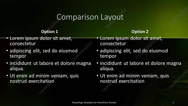 Comparison presentation slide layout