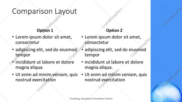 Comparison presentation slide layout