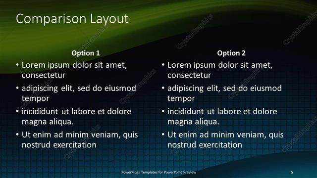 Comparison presentation slide layout