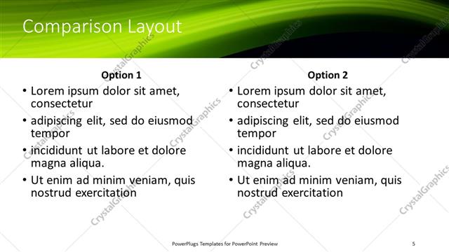 Comparison presentation slide layout