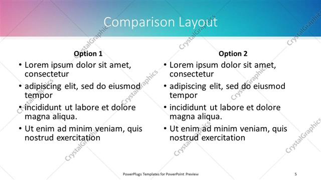 Comparison presentation slide layout