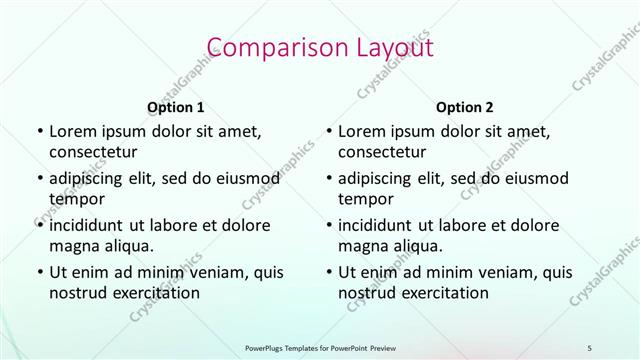 Comparison presentation slide layout