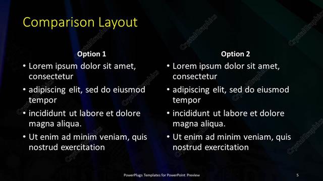 Comparison presentation slide layout