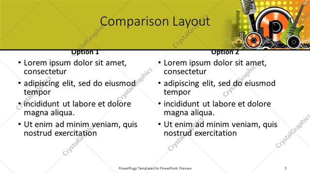 Comparison presentation slide layout