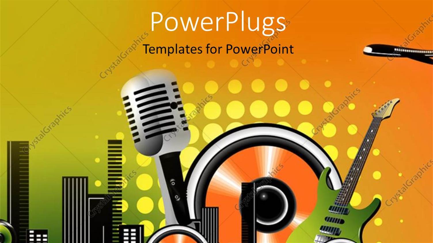 Featuring  abstract Music Depiction with Speakers Equalizer and Musical Instruments 