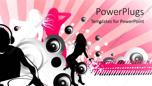  Presentation with abstract music - An abstract musical theme background with people and speakers