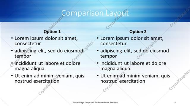 Comparison presentation slide layout