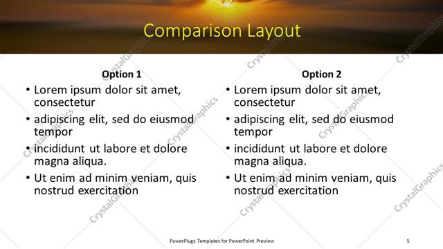 Comparison presentation slide layout