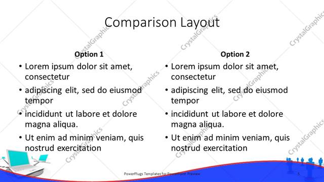 Comparison presentation slide layout