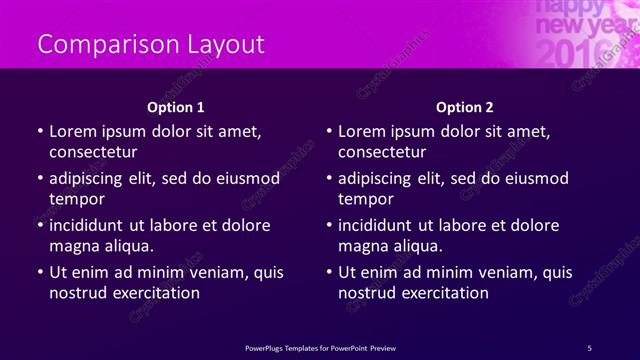 Comparison presentation slide layout
