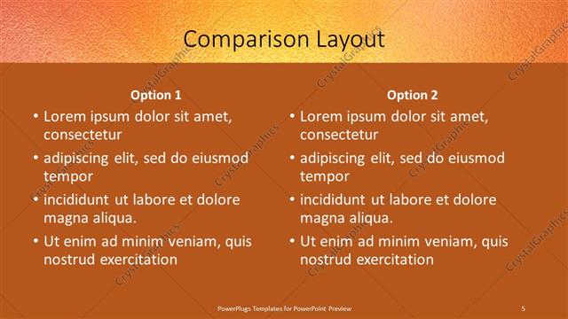 Comparison presentation slide layout