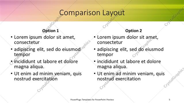 Comparison presentation slide layout