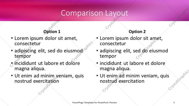 Comparison presentation slide layout