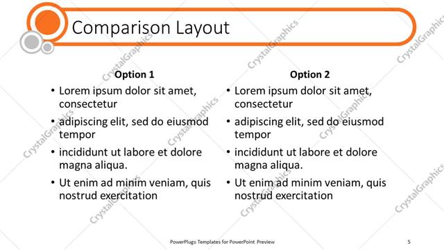 Comparison presentation slide layout