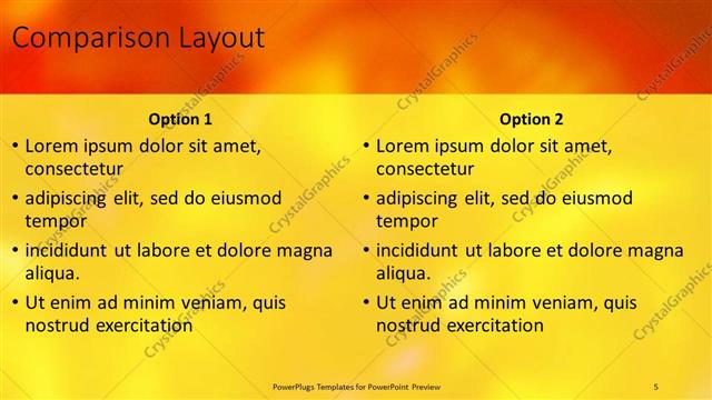 Comparison presentation slide layout