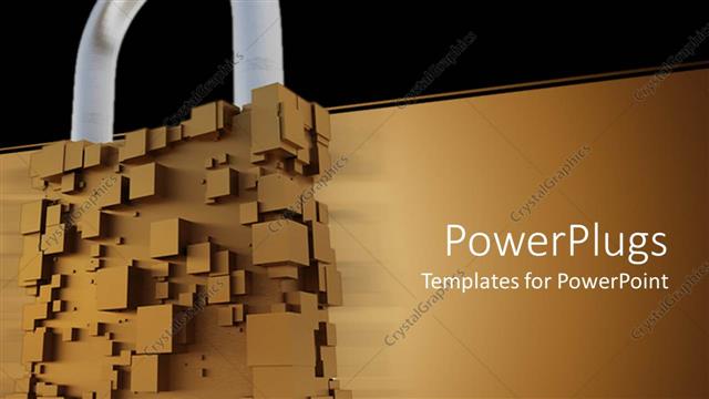  Presentation with padlock - Abstract padlock made up of brown cubes, brown streak, black border