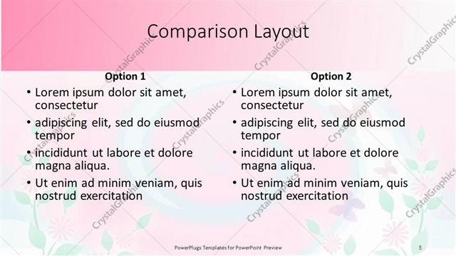 Comparison presentation slide layout