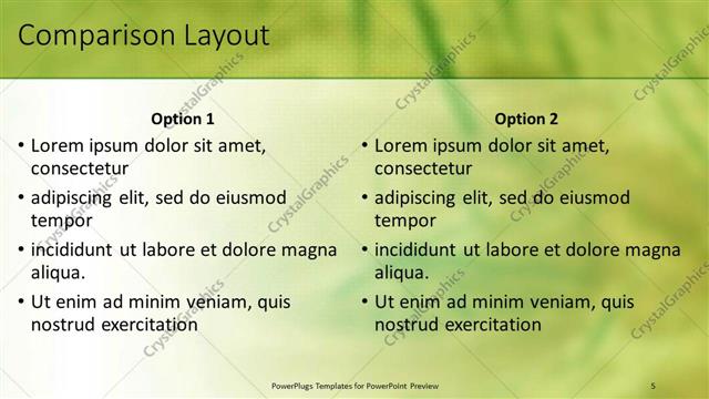 Comparison presentation slide layout