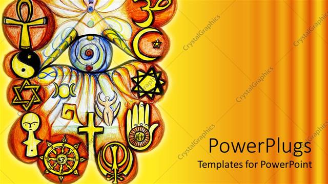  Presentation with religion - Abstract painting showing signs and symbols of different religions