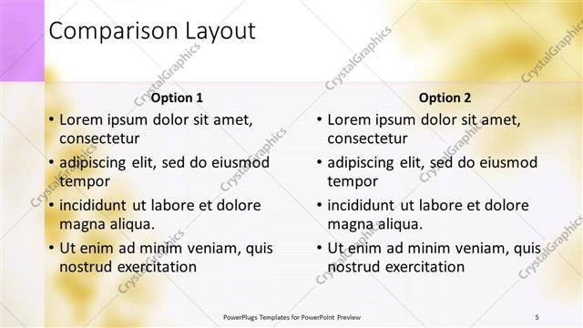 Comparison presentation slide layout
