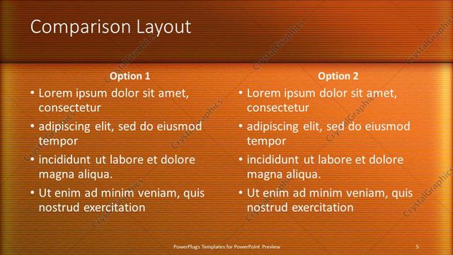 Comparison presentation slide layout
