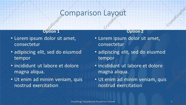 Comparison presentation slide layout