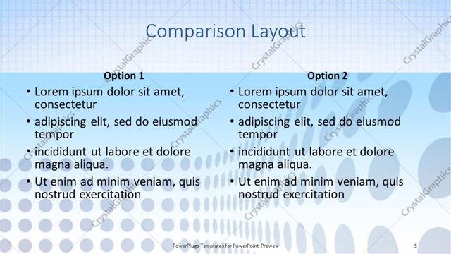 Comparison presentation slide layout