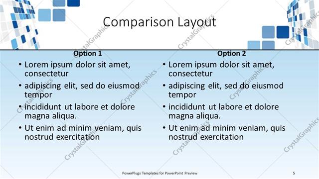 Comparison presentation slide layout