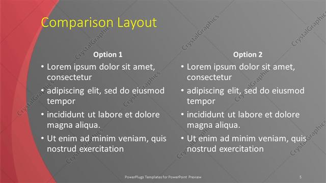 Comparison presentation slide layout