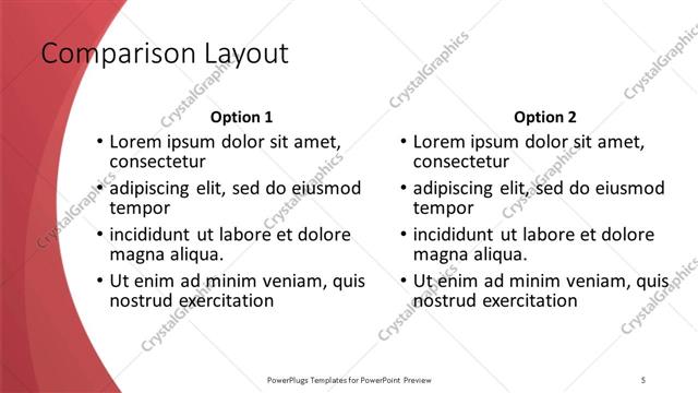 Comparison presentation slide layout