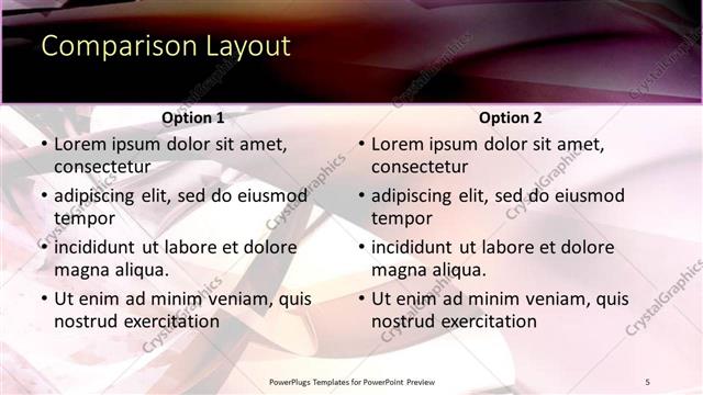 Comparison presentation slide layout