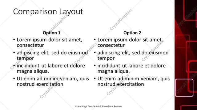 Comparison presentation slide layout