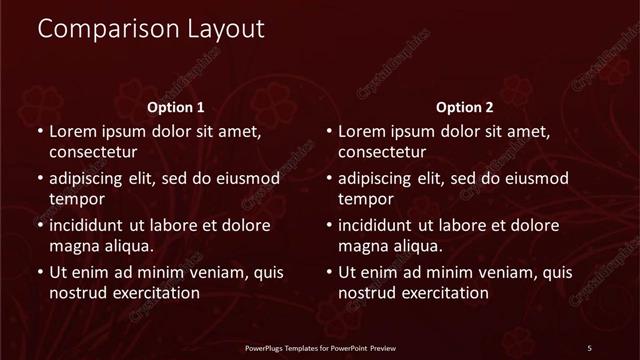 Comparison presentation slide layout