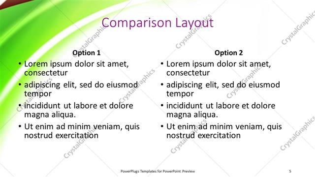 Comparison presentation slide layout