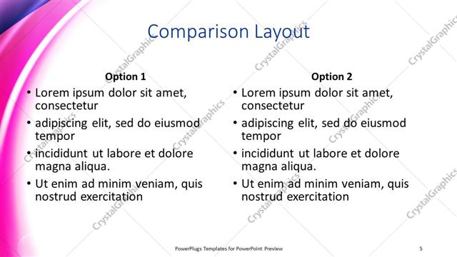 Comparison presentation slide layout