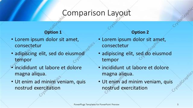Comparison presentation slide layout