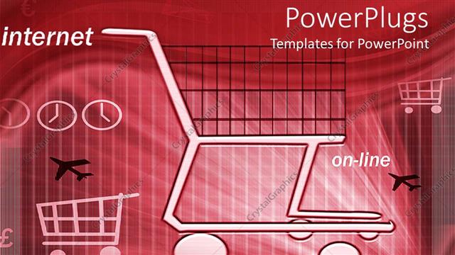  Presentation with plane - An abstract of shopping carts a plane and text