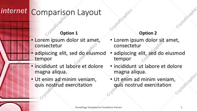 Comparison presentation slide layout