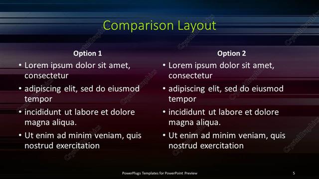 Comparison presentation slide layout