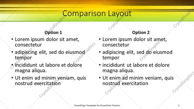Comparison presentation slide layout