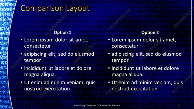 Comparison presentation slide layout