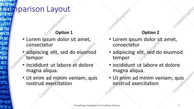 Comparison presentation slide layout