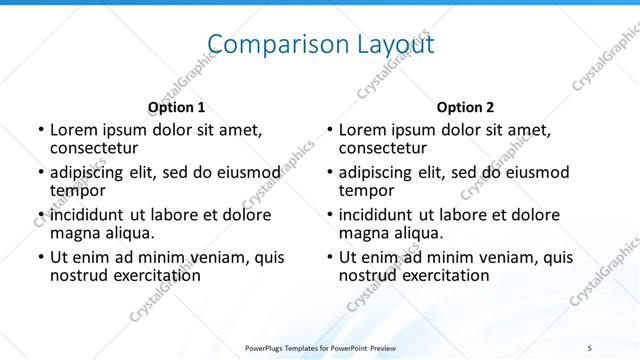 Comparison presentation slide layout