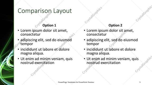 Comparison presentation slide layout