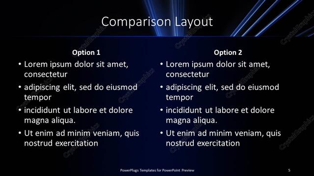 Comparison presentation slide layout
