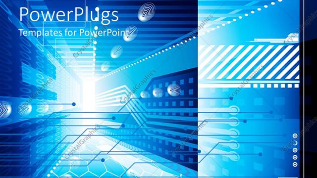  Presentation with wires - Abstract technology depiction of various connections, networks, links and wires with architecture background