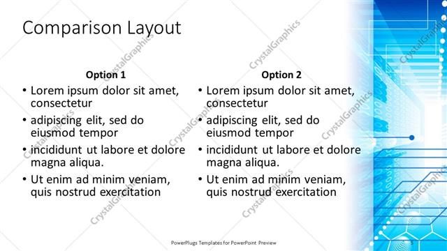 Comparison presentation slide layout