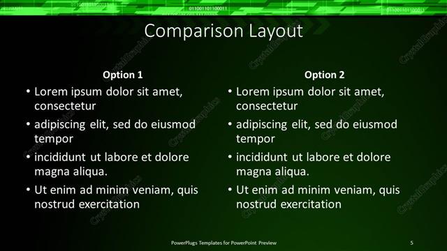 Comparison presentation slide layout